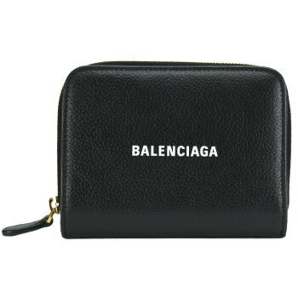 Balenciaga logo black both leather Bifold Wallet compact Cash - Picture 2 of 8